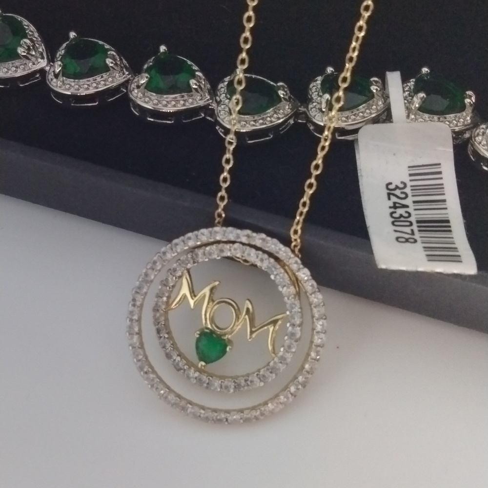 Sterling Silver with gold overlay Diamond Necklace with free matching bracelet